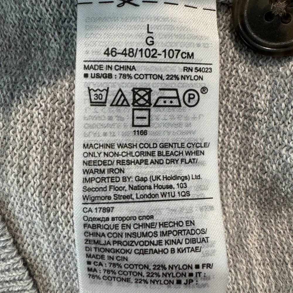 NWT Banana Republic Cardigan Sweater Men’s Large Gray Shawl Neck Button Up